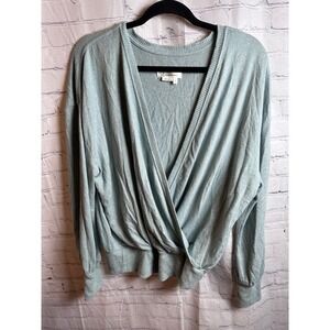 Anthropologie Wrap Front Sweater Long Sleeve Casual Top Blue‎ Size L